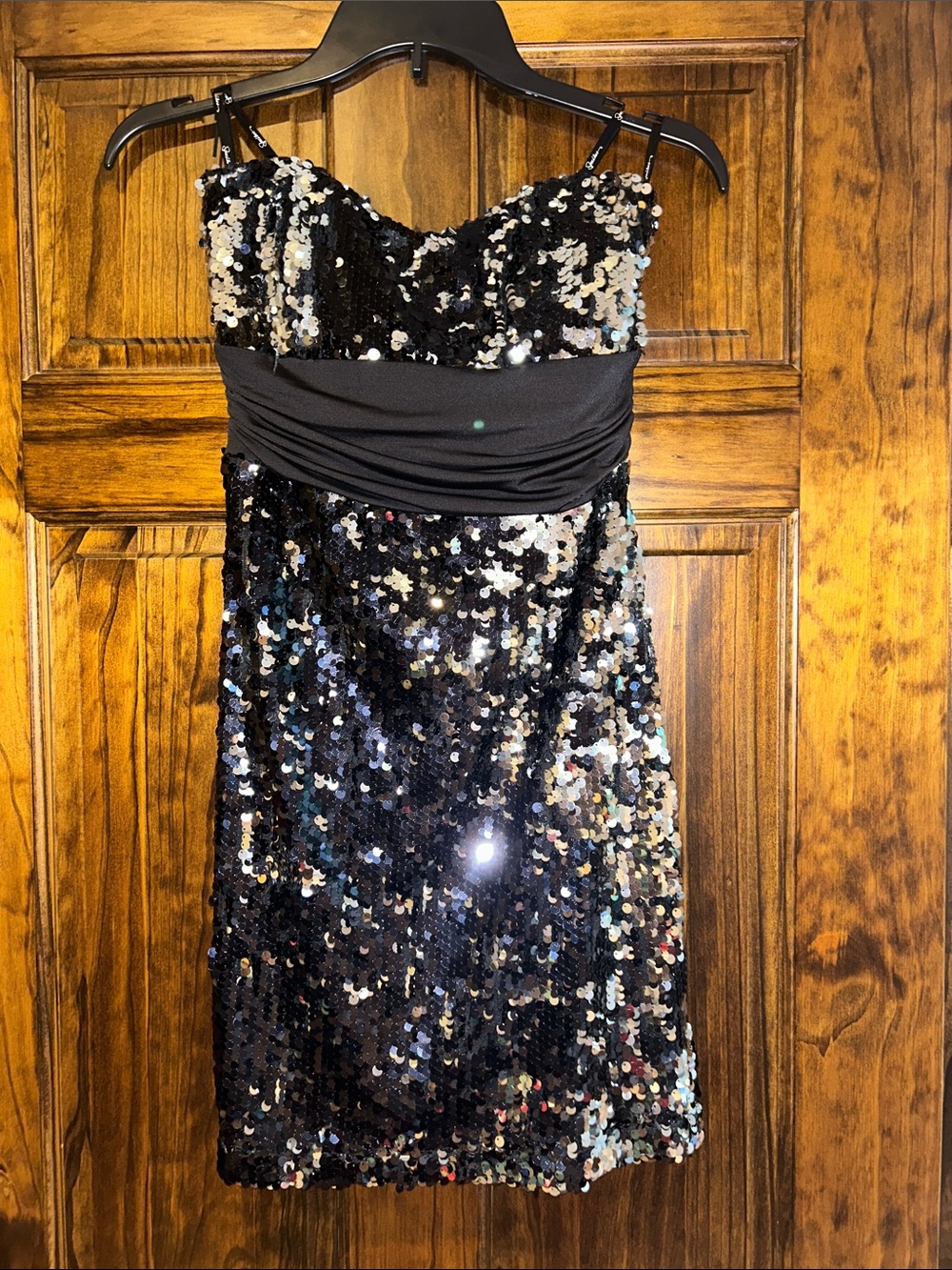 Xtraordinary Homecoming Formal Black & Silver Mini Dress Back Cutout Juniors